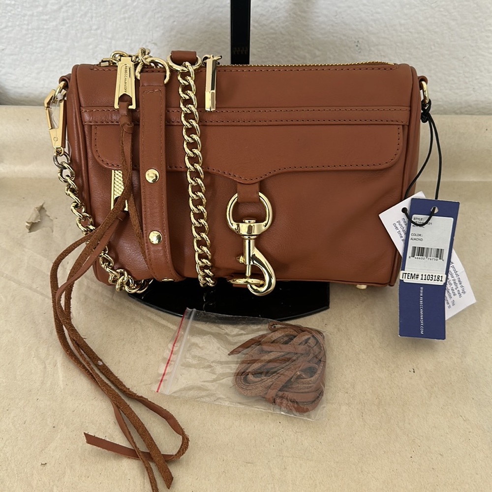 Rebecca Minkoff Mini M.A.C Crossbody - Almond with gold Hardware WT # 11243